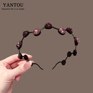 韩国发卡进口水钻防滑发箍细边钢丝气质水晶成人头箍简约发夹头饰