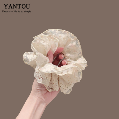 法式芭蕾复古蕾丝大肠发圈女高级感丸子头慵懒风超大号发饰头绳