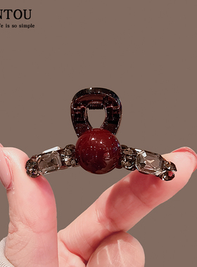 红色圆珠小号公主头鲨鱼夹发卡2024新款高级感发夹女头发抓夹头饰