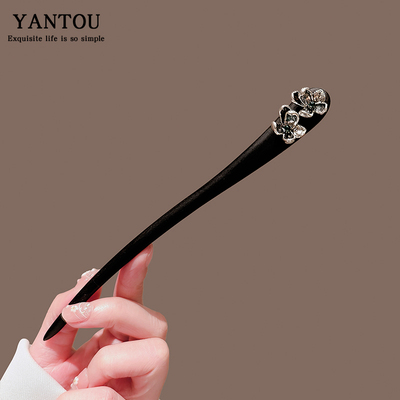 颜透发簪檀木古风发饰