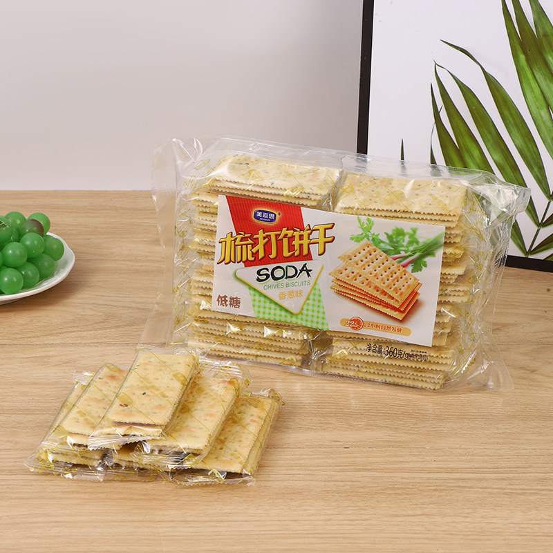 美嘉思香葱味梳打饼干360g咸味芝麻苏打休闲办公室下午茶小吃零食