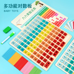 儿童早教益智多功能对数板百数板幼儿启蒙木制玩具学习拼图蒙氏识字教具 数字拼图1到100加减法神器积木玩具