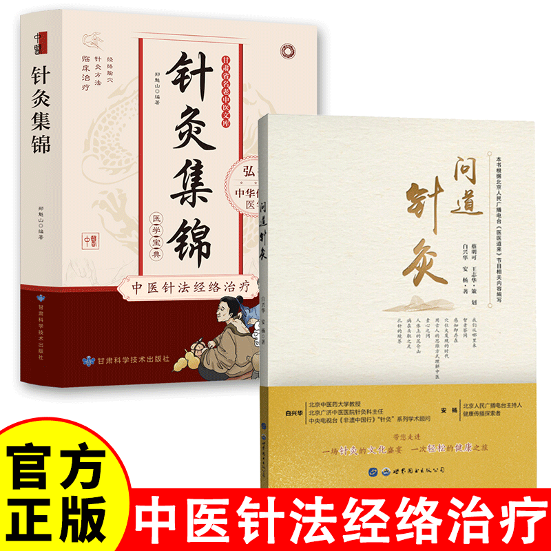 针灸集锦+问道针灸 全两册中医临床诊断治疗 中国传统医学书籍针灸疗法灸法临床配穴辨证配穴通俗易懂配插图针灸大全中医中医治疗
