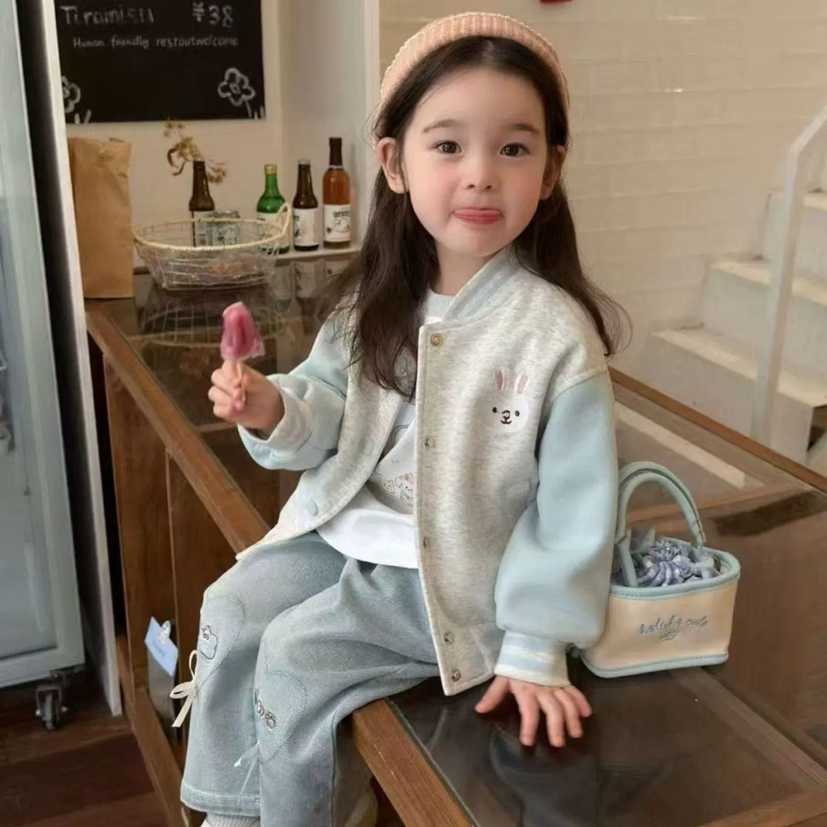 女童春秋撞色棒球服外套2026款