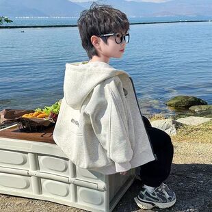 男童外套2025新款儿童春秋冬款连帽卫衣开衫休闲上衣中小童洋气潮