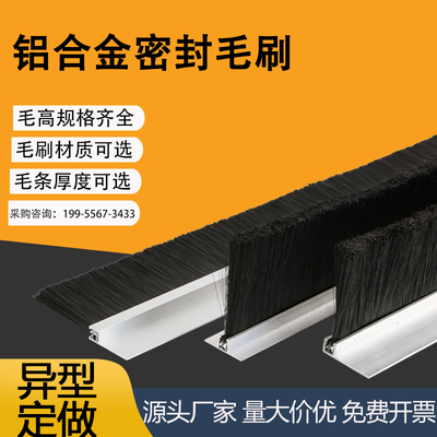 定做工业条刷防尘毛刷密封毛刷机柜尼龙刷旋转门条刷铝合金毛刷条