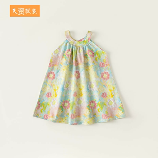 儿童无袖 童装 夏季 新品 牛仔挂脖连衣裙女童裙子XQ23022