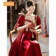 订婚礼服结婚回门高端大气公主中长款 新娘酒红色敬酒服女夏季 法式