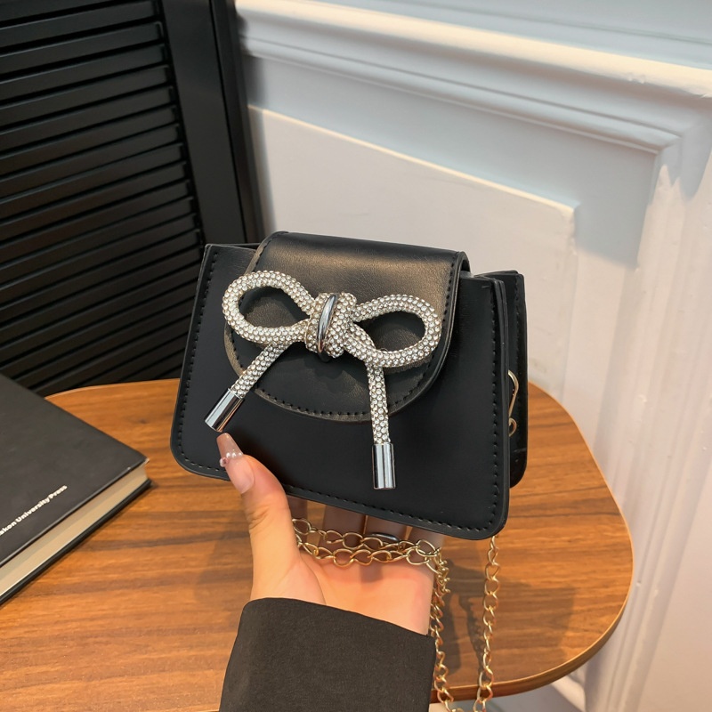 迷你小包包女2024夏新款潮时尚甜美蝴蝶结小方包百搭ins链条斜挎