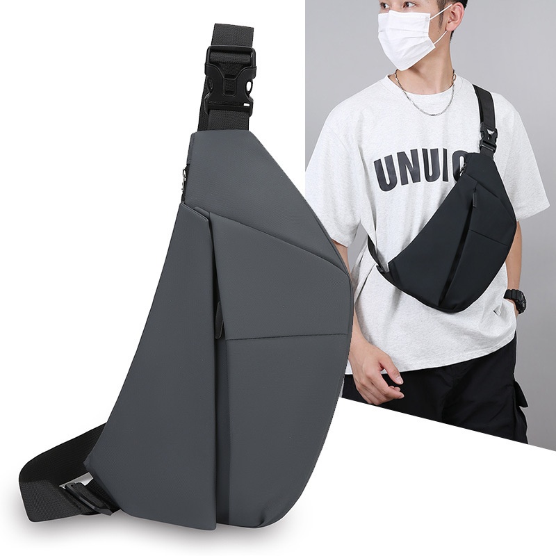 批发男士斜挎包新款外出百搭时尚胸包简约轻便骑行包大容量单肩包