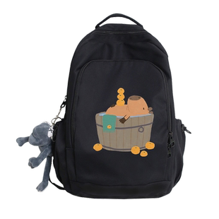 可爱水豚君卡比巴拉卡通男女双肩背包休闲潮流大容量书包学生yj