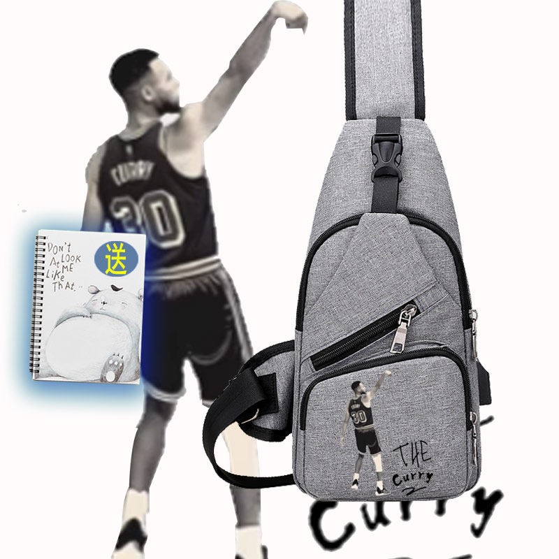 勇士队库里2023新款季美式篮球运动男女单肩背包休闲斜挎包流行ww