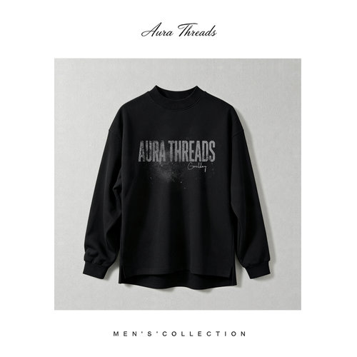 【品牌现货撤柜】AURA THREADS春秋美式复古磨损半高领潮流卫衣男