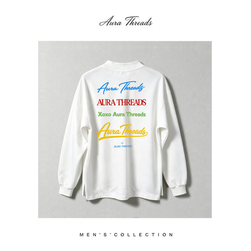 【品牌现货撤柜】AURA THREADS春秋美式街头撞色多字体印花卫衣男