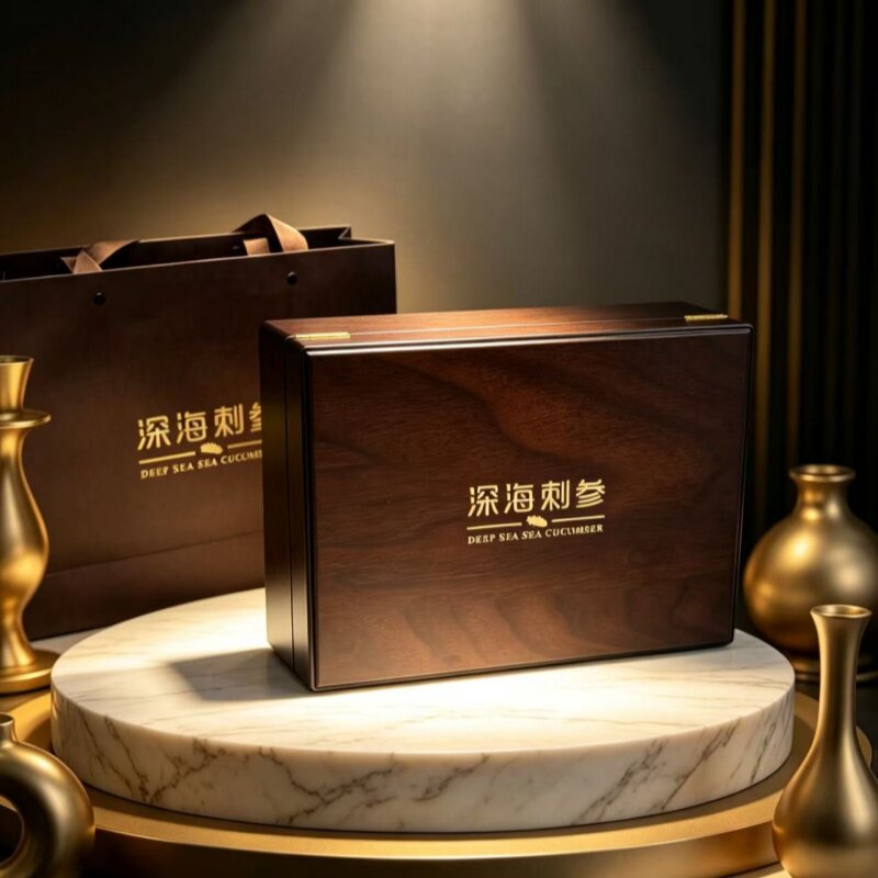 新款海参礼盒木盒高档速发海参包装盒礼品盒内盒定制通用干海参盒
