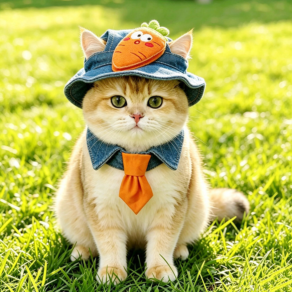 宠物外出装扮可爱狗狗帽子猫咪项圈领带牛仔可牵引时尚配饰个性