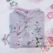 棉袄片半成品大人偏襟白毛花边新年战袍葫芦扣国潮女士袄皮中国风