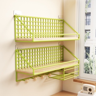 墙上置物架免打孔壁挂式卧室宿舍上铺床头挂篮厨房调料品收纳架子