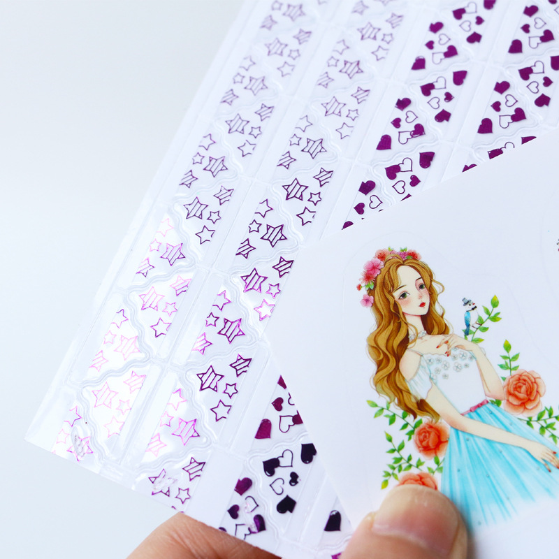 新款烫金透明相册贴 爱心五星圆点图案 每张78枚 可 跨境