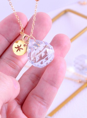 欧美跨境时尚十二星座极光宝石项链 小众精致高级感水滴形锁骨链