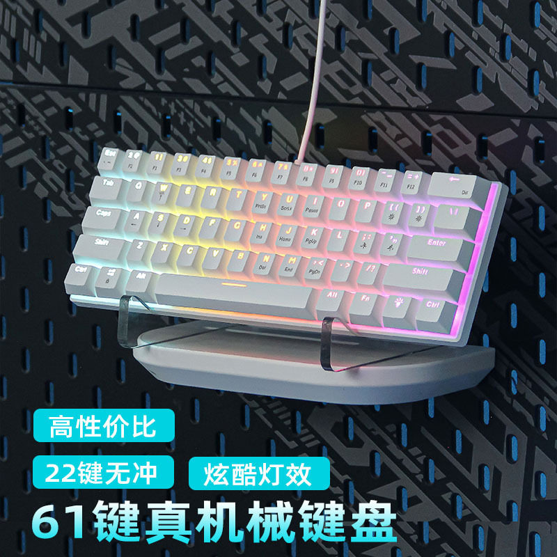 跨境BD61机械键盘青红轴混光电竞游戏笔记本电脑61键有线键盘