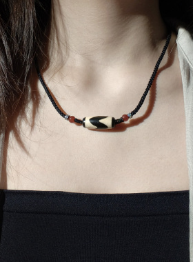 默生文玩玛瑙虎牙天珠项链正品