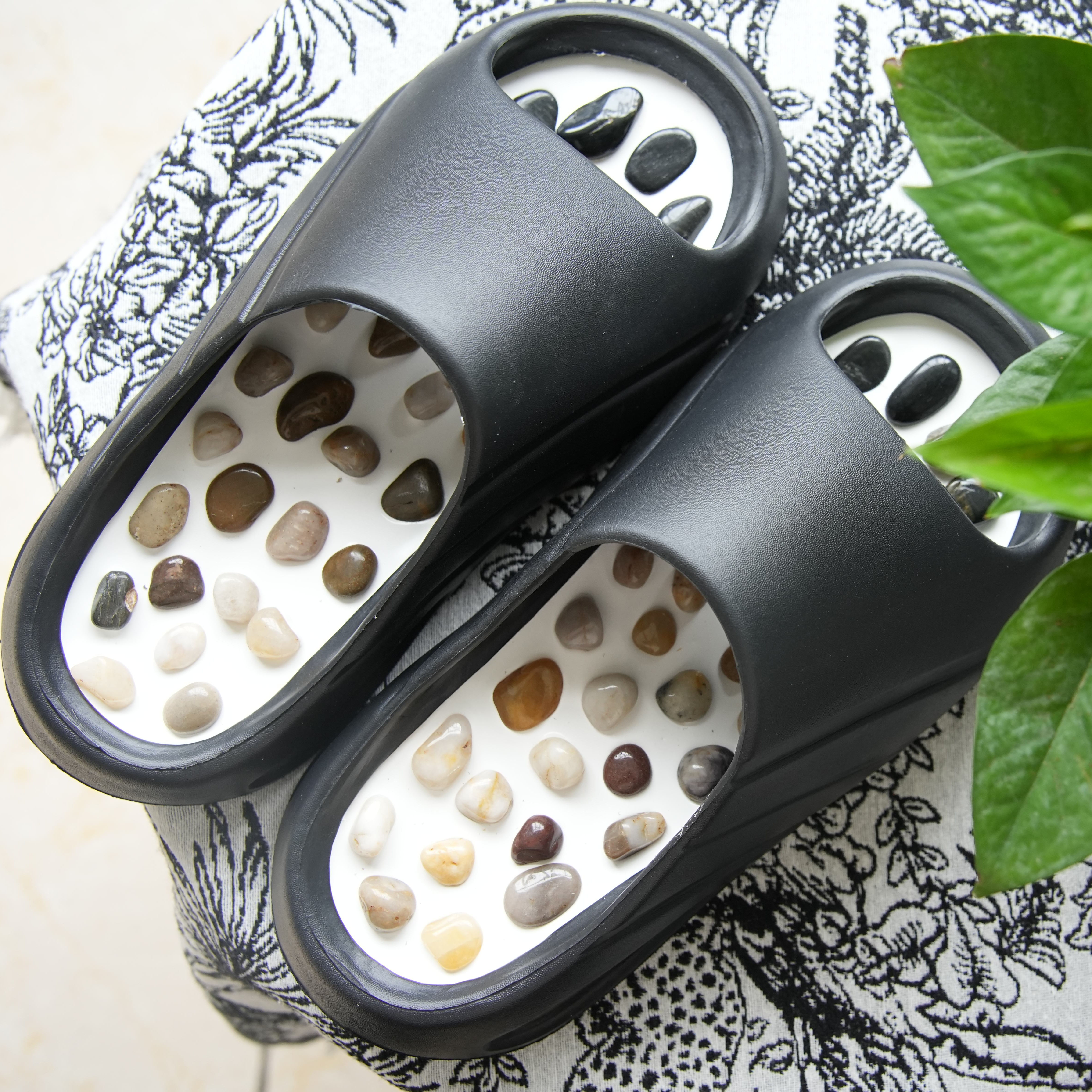 久美诗晶脉天然鹅卵石送老年居家足底按摩防滑舒筋活络拖鞋