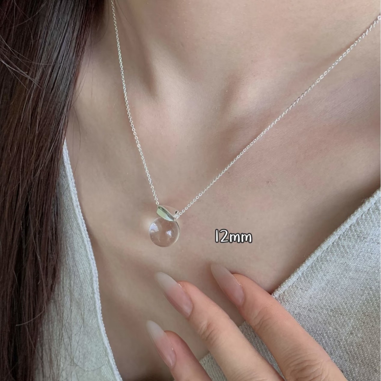 清冷感透明水晶球耳钉女 925银针简约高级感耳饰 10mm/12mm可选