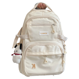 书包初中女生大容量多口袋宽肩带减压减重书包日系ins高中生简约百搭双肩包小学生五六年级多隔层护脊书包