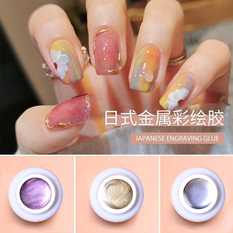 彩绘胶美甲手绘拉线胶高密度金色银色金属胶美甲甲油胶美甲店专用
