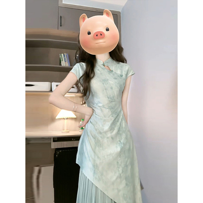 新中式连衣裙女2025夏季新款香云纱改良旗袍裙气质修身国风长裙子