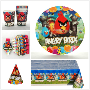 愤怒网络游戏红色小鸟男孩喜欢餐桌宴请纸杯纸盘纸巾伴手礼气球