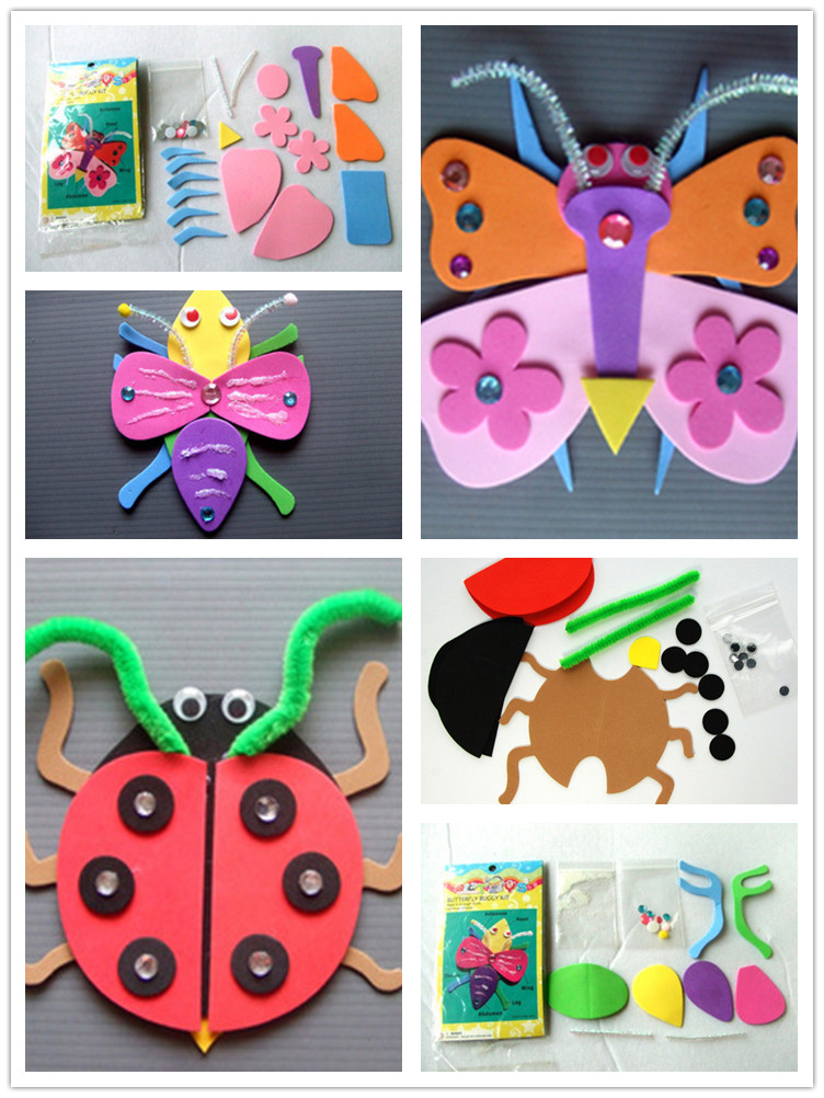 卡通亲子手工昆虫蝴蝶瓢虫动物小包包斜挎包相框材料包幼儿墙贴