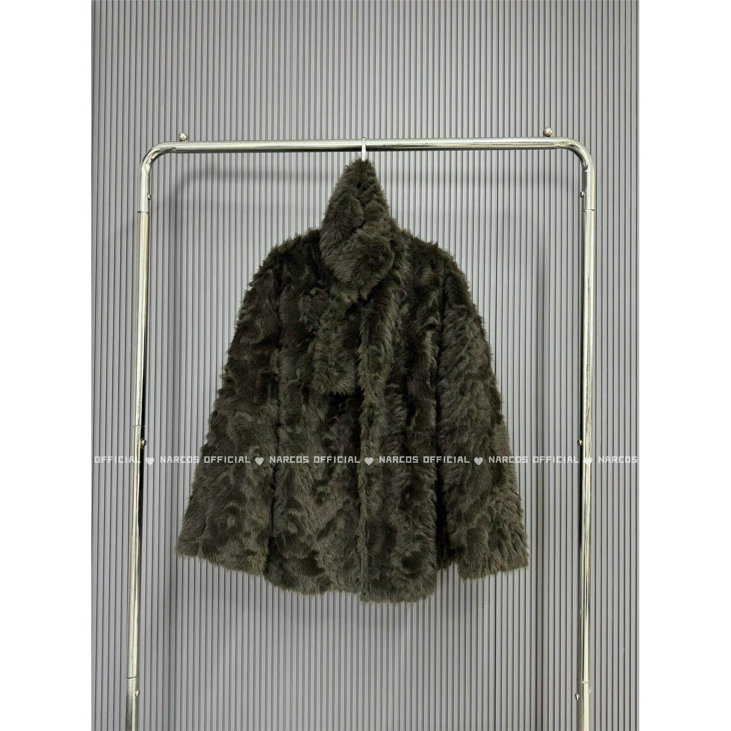 Narcos25冬新款 小湖羊皮毛一体V领皮草大衣女气质简约环保毛外套