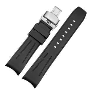 适配艾米龙氟橡胶手表带男挑战者冰锋系列弧口运动潜水硅胶带21mm