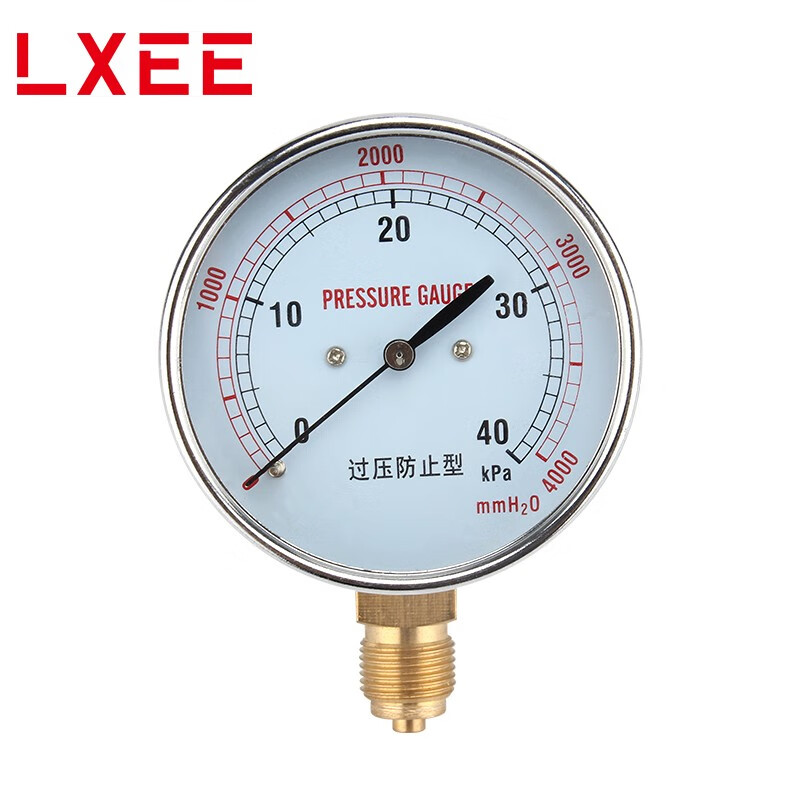LXEE膜盒压力表YE-75过压防止型微压表天然气千帕表0-6燃气表0-6K