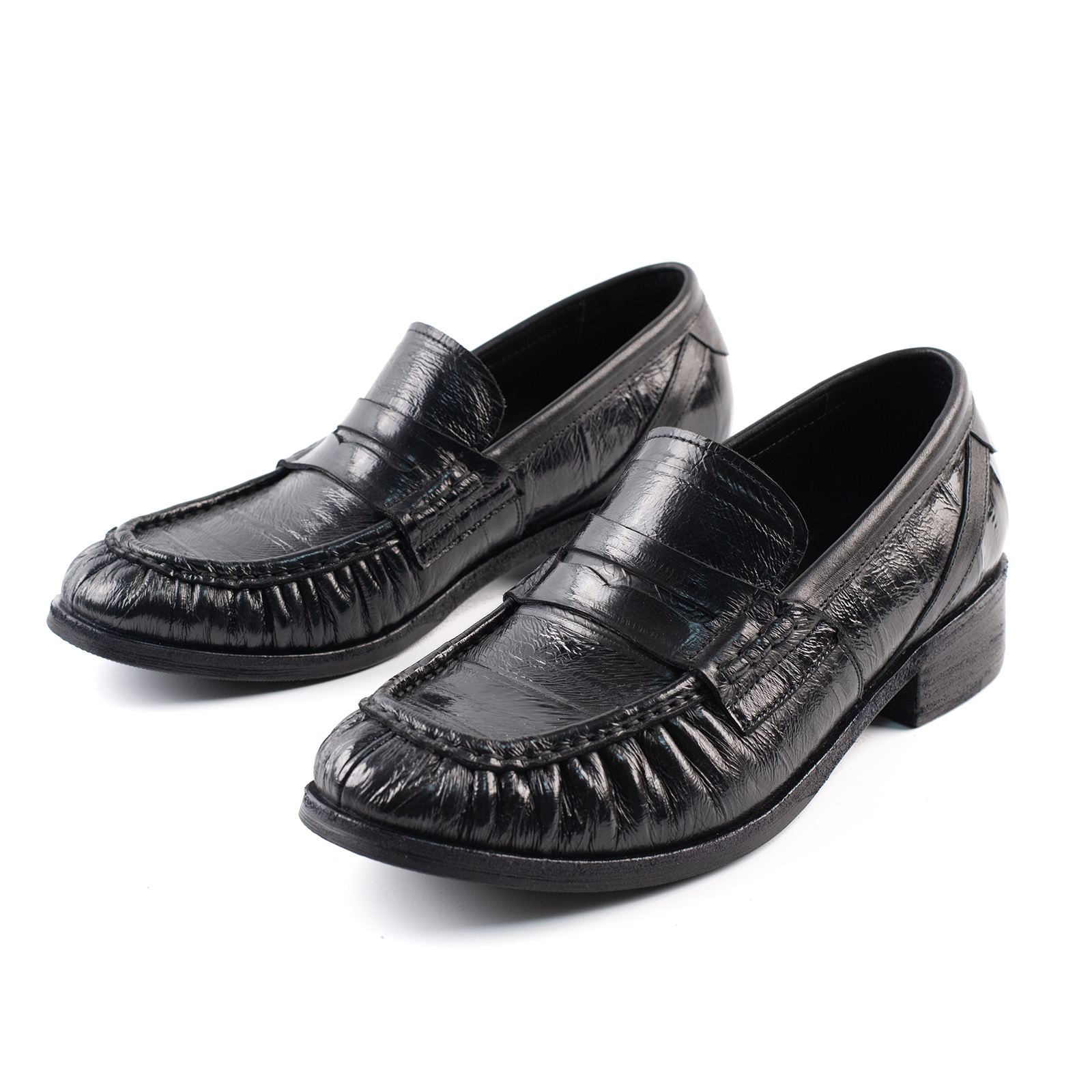 ROG RO美洲鳗鱼皮乐福鞋褶皱休闲ROW老钱新贵风肉哥男固特异皮鞋