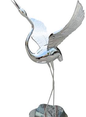 不锈钢仙鹤雕塑火烈鸟庭院水池样板间摆件可定制景观户外广场公园