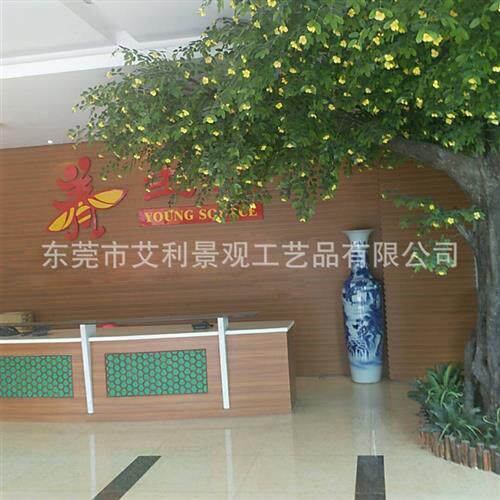 黄槐树大型人造绿植装饰金蝶状花叶色泽艳丽多规格供应高仿真