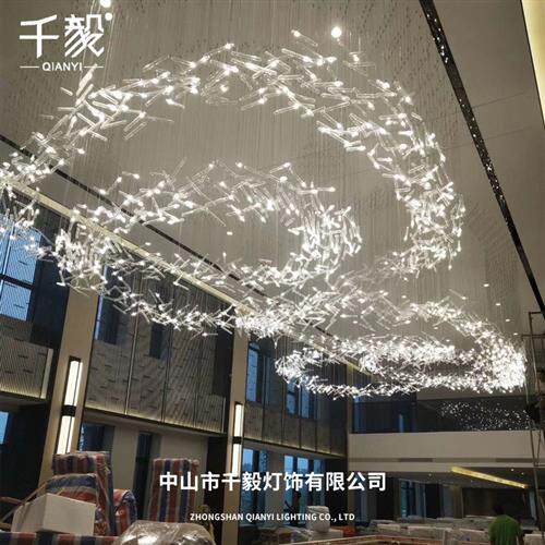 中山工厂非标酒店工程会所酒吧复式楼水晶玻璃灯饰吊灯灯具灯轻奢