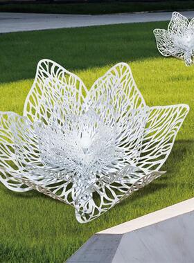 户外不锈钢玫瑰花雕塑花园摆件庭院大型花朵镂空公园景观装饰摆饰