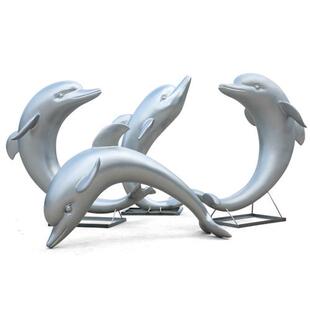 户外仿真海豚摆件玻璃钢动物海洋雕塑园林景观售楼处水池沙滩装饰
