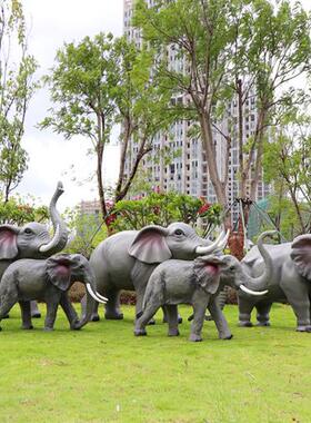 玻璃钢仿真大象骆驼河马雕塑户外园林景观大型动物摆件公园装饰品