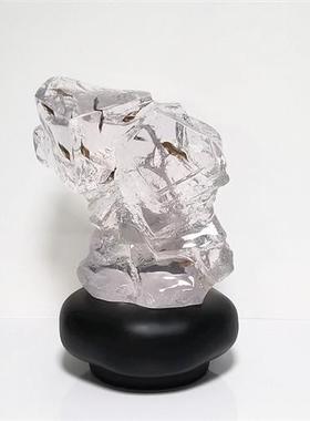 酒店商场大型透明树脂水晶雕塑定制创意抽象落地浪花艺术摆件制做