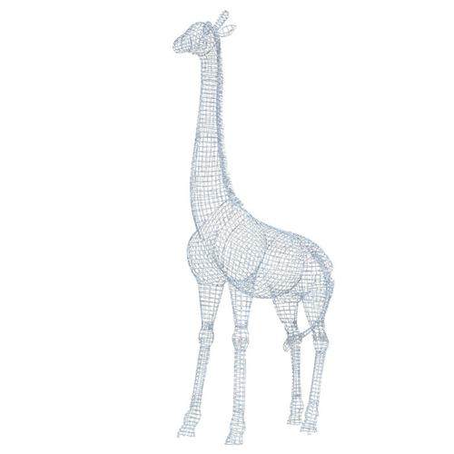 户外草坪大象不锈钢镂空长颈鹿雕塑钢丝线条网格鹿摆件售楼部定制