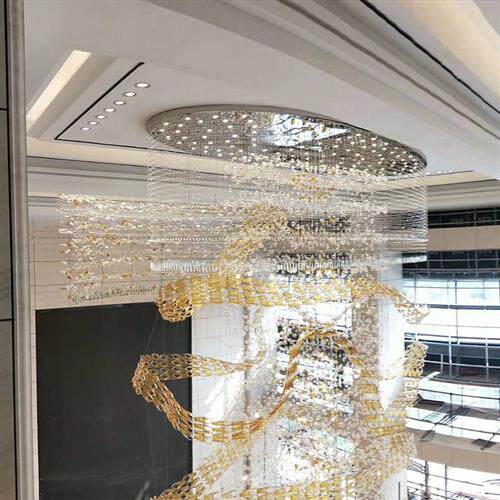 大型非标工程水晶吊灯餐厅售楼部大厅装饰楼梯灯酒店前台水晶灯具