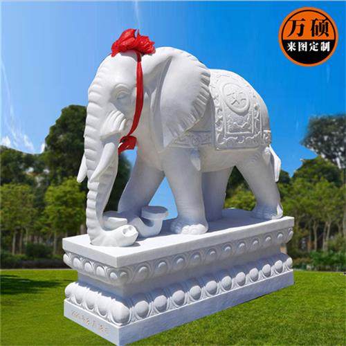 曲阳动物石雕汉白玉石雕景区酒店大门吉祥象石材雕塑装饰小品摆件