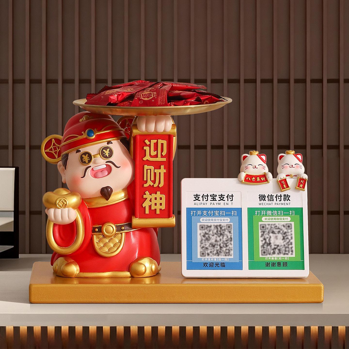 财神家居玄关两用钥匙收纳树脂摆