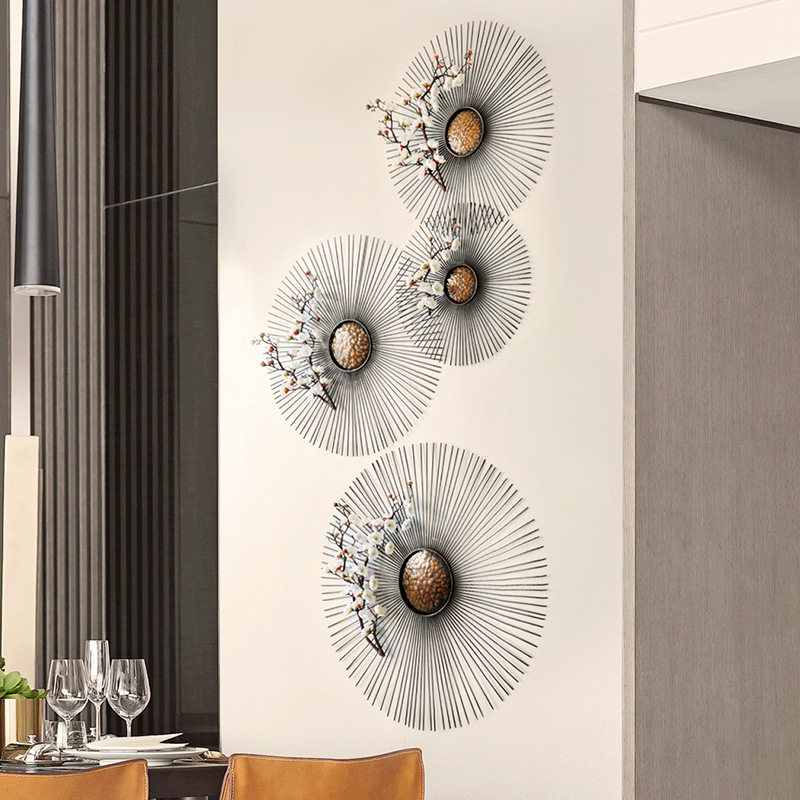 中国风铁艺圆壁扇墙饰客厅沙发背景墙壁饰壁挂玄关墙面工艺装饰品