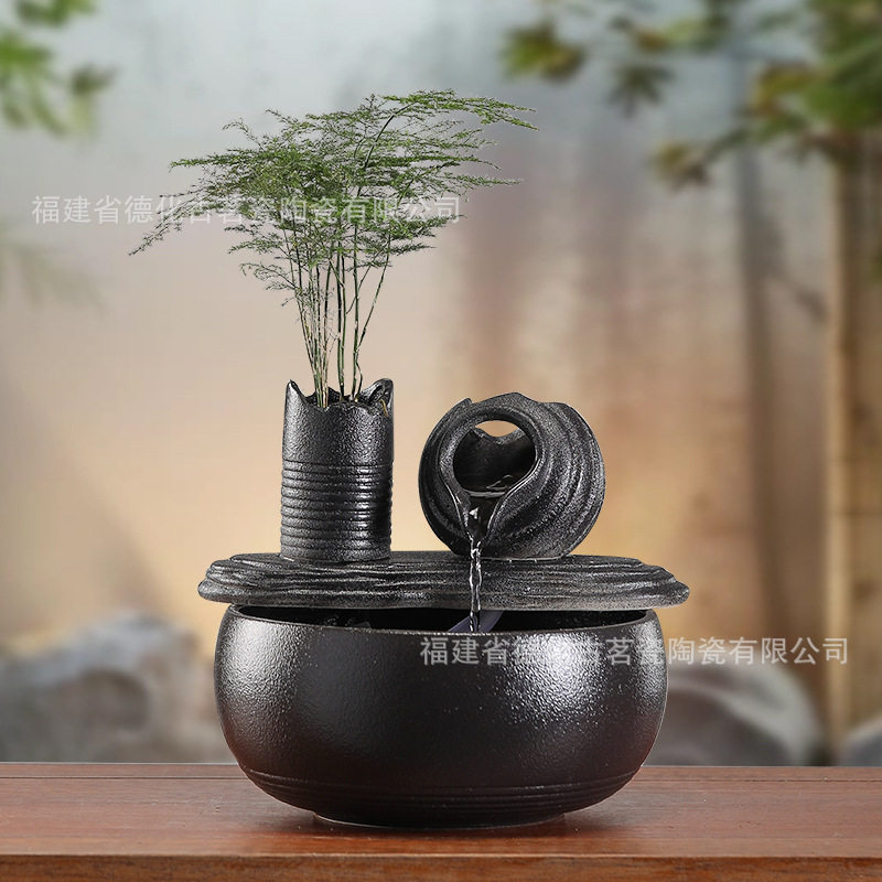 桌面小型流水摆件循环水景风水轮